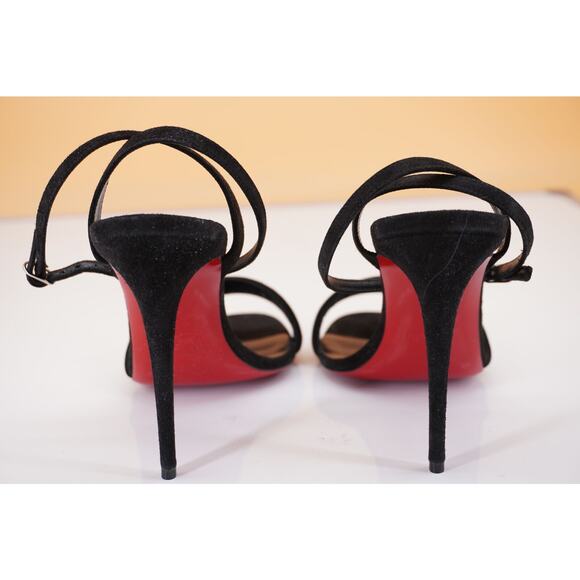Christian Louboutin Umberta Black Suede Sandals SZ 37 NIB $995 Ankle strap - Picture 8 of 11